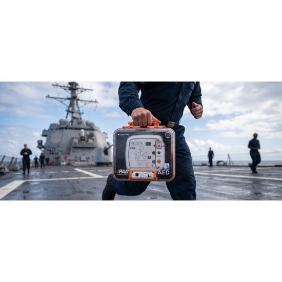 ДЕФИБРИЛАТОР ЗА ПЛАВАТЕЛНИ СЪДОВЕ iPAD CU-SP1 — МОРСКИ ПАКЕТ С КУФАР IP66