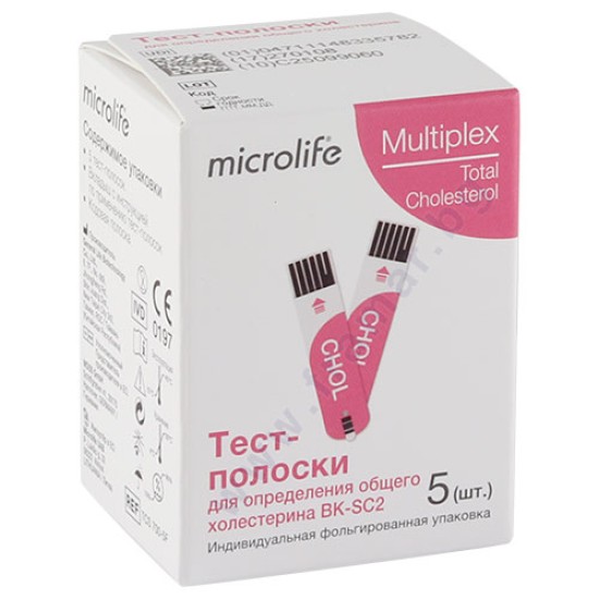 ТЕСТ ЛЕНТИ MICROLIFE MULTIPLEX ЗА ОБЩ ХОЛЕСТЕРОЛ — 5 БРОЯ